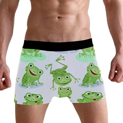 Image of PUXUQU Mens Boxers Shorts Cute Green Frogs Boxer Briefs Underwear for Men Boy