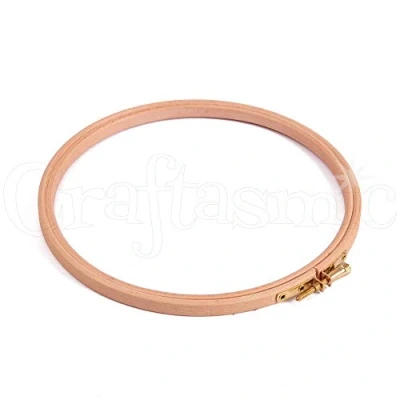 Image of Elbesee 7&quot;/17cm Diametre Wooden Embroidery Hoop with Metal Screw Fastening, Wood, No Colour, 18x18x1 cm