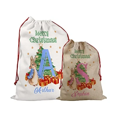 Image of Print Manics Personalised Peter Baby Girl Boy Christmas Xmas Bag Stocking Santa Sack Rabbit 2