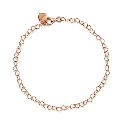 Image of Amberta Women&#039;s 925 Sterling Silver Heart Bracelet: Rose Plated