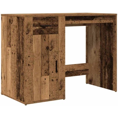 Image of vidaXL Old Wood Desk Modern Engineered Office with Drawer/Cabinet, 100x49x75 cm Brown