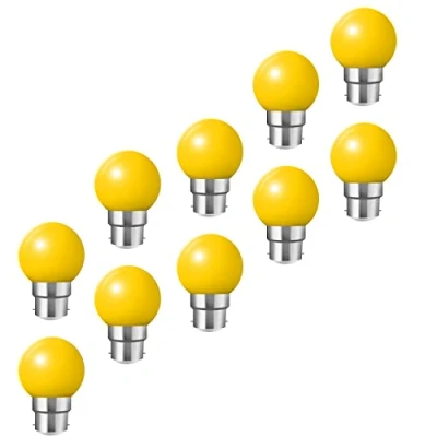 Image of B22 Bayonet Light Bulbs Pack of 10 2W LED Coloured Bulb Mini Globe Golfball for Outdoor Patio Garden Party Christmas(Yellow)