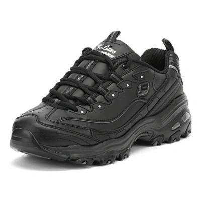 Image of Skechers D&#039;LITES FRESH START, Girl&#039;s Low Top Trainers, Black (Black Leather/Mesh/Charcoal Trim #Yellow Bbk), 3 UK (36 EU)