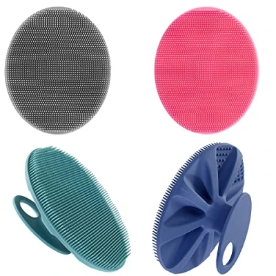 Image of Food Grade Soft Silicone Body Cleansing Brush Shower Scrubber, Gentle Exfoliating and Massage for All Kinds of Skin (Pack 4)