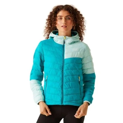 Image of Regatta Women&#039;s Water repellent Hooded Hillpack II Jacket Tahoe Blue Bleached Aqua, Size: 16