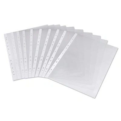 Image of 200 A4 30 Micron Everyday Plastic Punched Punch Pockets for Folders Filing Wallets Sleeves