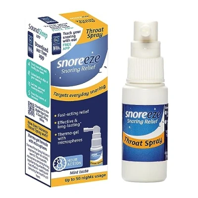Image of Snoreeze Anti Snoring Throat Spray Effective Aids for Men &amp; Women Fast Acting Lubricating Thermo Gel Snore Stopper to Use with Mobile App 23,5ml, 50 Nights