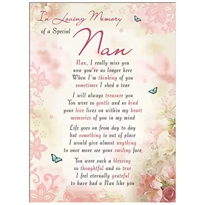 Image of Special Nan Memorial Remembrance Verse Plastic Coated Grave Graveside Card