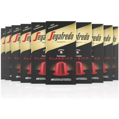 Image of Segafredo Zanetti 100 Nespresso® * Compatible Capsules, Classico Coffee, Rich and Harmonious Taste 10 Boxes of Capsules