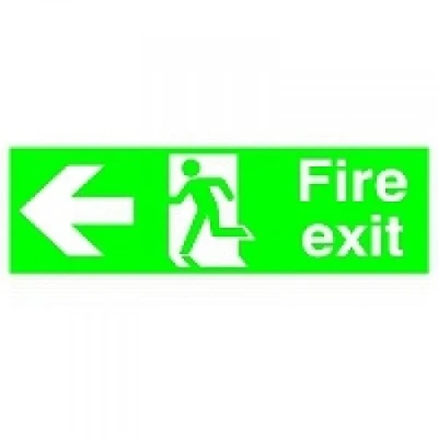 Image of Safety Sign Niteglo Fire Exit Running Man Arrow Left 150x450mm PVC
