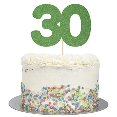 Image of Large Number 30 Glitter Cake Topper (Green Glitter)