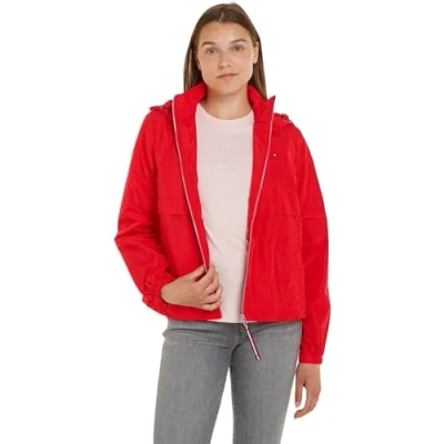 Image of Tommy Hilfiger Women Jacket Windbreaker for Transition Weather, Red (Fierce Red), S