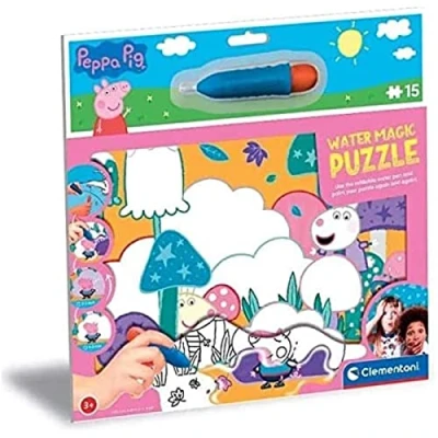 Image of Clementoni 22246 Water Magic Peppa Pig Puzzle 15pcs Reveal 15 Pieces Jigsaw Kids Age 3, Multicoloured, M
