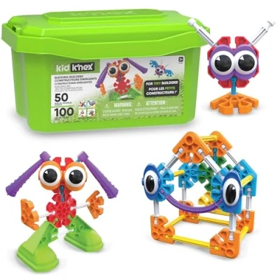 Image of Kid K&#039;NEX Budding Builders Set 50 Model Kids Craft with 100 Pieces, Educational ,Fun Building Toys for Boys and Girls, Construction Ages 3+ Basic Fun 85618