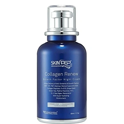 Image of SkinPep Collagen Renew Growth Factor Night Cream Super Hydrating Moisturisers + Retinol Hyaluronic Acid Vitamin C +Collagen Peptides Best Choice For Premium Quality (50ml)