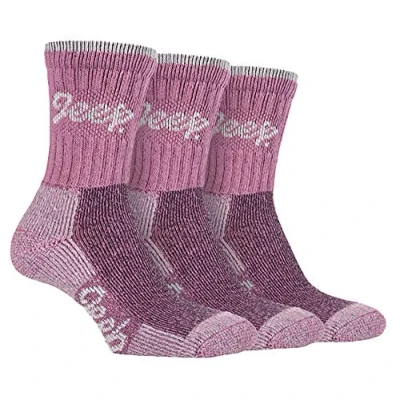 Image of Jeep Terrain 3 Pack Womens Athletic Outdoor Socks Cushioned Breathable Anti Blister Performance Multipurpose for Exercise Walking Hiking Trekking (4 8, Pink) (JEEPL273 MN)