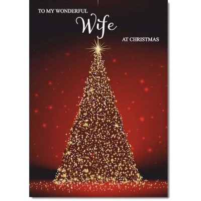 Image of doodlecards Wife Christmas Card Red Tree Large A4 Size for with Plain Envelope