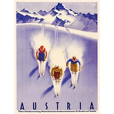 Image of Wee Blue Coo Austria Alps Ski Snow Winter Travel Large Wall Art Poster Print Thick Paper 18X24 Inch