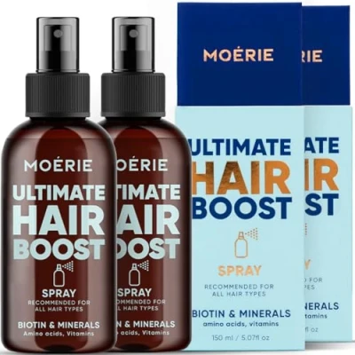 Image of Moerie Ultimate Mineral Hair Growth Spray For Longer, Thicker, Fuller with Biotin &amp; Caffeine Vegan Products Paraben Free All Types Reverse Loss 2 Months Supply