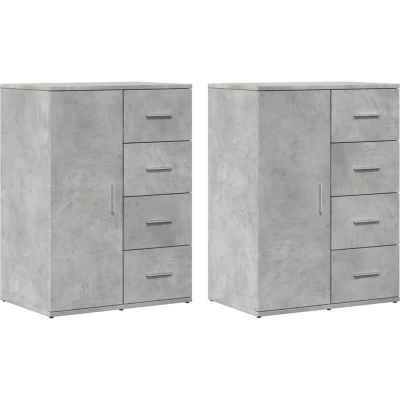 Image of vidaXL Sideboards 2 pcs Concrete Grey 59x39x80 cm Engineered Wood