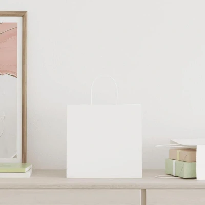 Image of vidaXL Paper Bags 50 pcs with Handles White 26x17x25 cm
