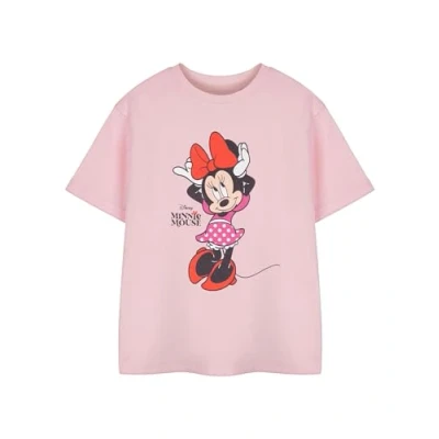 Image of Disney Minnie Mouse Girls Pink Pose Short Sleeved T Shirt Kids Graphic Tee Cute Cartoon Character Apparel Children&#039;s Fashion Top Merchandise Gift for