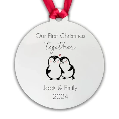 Image of First Christmas Together Xmas Tree Bauble Gift for Girlfriend Boyfriend Decoration