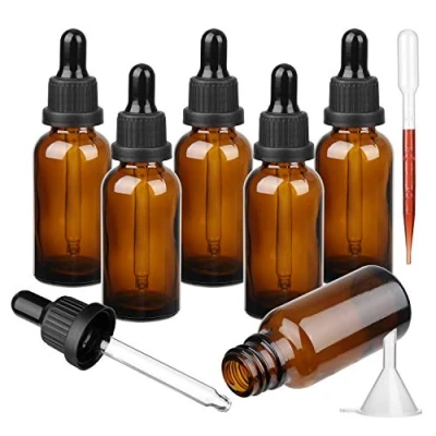 Image of Amber Glass Bottle with Pipette, 6 X 20ml Dropper Bottles Refillable for Essential Oil Aromatherapy Blends