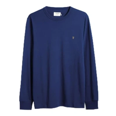 Image of Farah Mens Long Sleeve Dennis T Shirt Blue Peony M