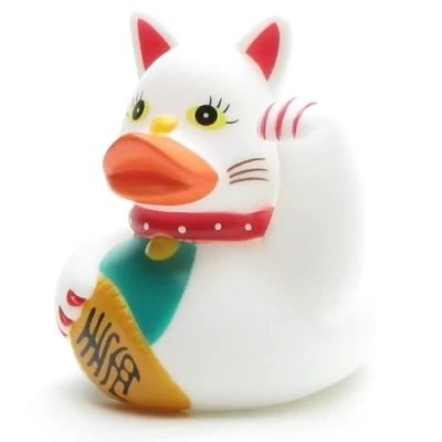 Image of Rubber Duck Lucky Cat I Squeaky L 8.5 cm Includes Bath Keyring in Set