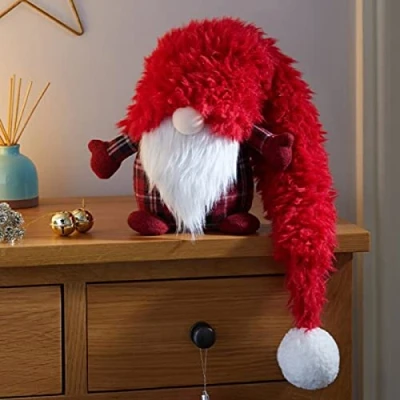Image of Marco Paul Christmas 90cm Red Santa Gonk Furry Fabric Soft Touch Plush Festive Decorations Indoor Ornament Novelty Nordic Xmas Home Decoration Winter Figure