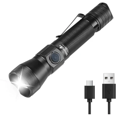 Image of ULTRAFIRE E5 Rechargeable Tactical Torch, 1350 Lumen Zoomable Bright LED 6 Modes Small Powerful Flashlight for Law Enforcement, Duty, Patrol, Camping, Outdoor