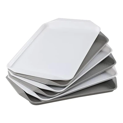 Image of Buyitt Plastic Coffee Serving Trays, Rectangle Food Set of 6