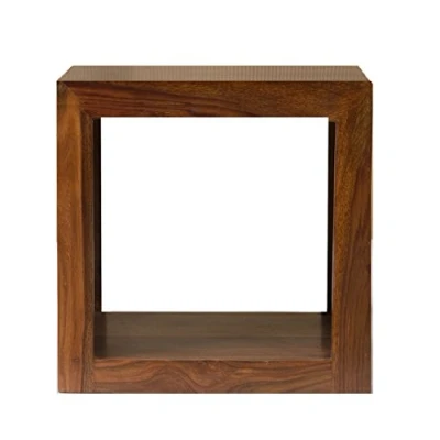 Image of Cube Indian Rosewood Mini Display Unit/Table/Solid Sheesham Side Table/Modern Living Room Furniture