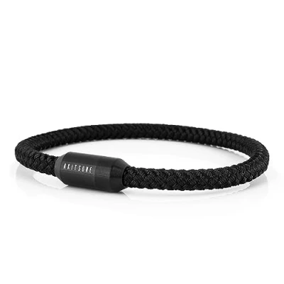 Image of Akitsune Silva Nylon Bracelet 5mm Diameter Link Bangle Trinket Women Stainless Steel Magnetic Closure Matte Black 18,50cm
