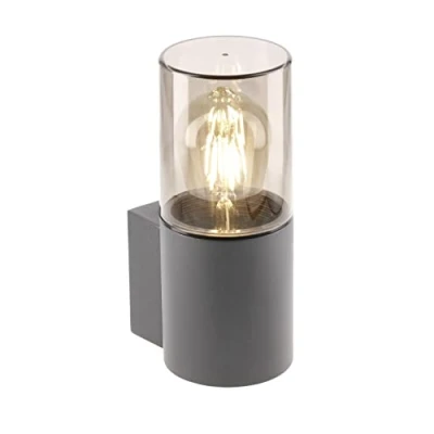 Image of CGC Lighting Black Dark Grey Motion Sensor PIR Outdoor Wall Light Modern Weatherproof Outside Door Patio Terrace Weather Proof Resistant Exterior Anthracite Smoked Smoky Smoke Diffuser (Dark Grey)