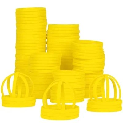 Image of LVNRIDS 100 PCS Silicone Wristbands Rubber Bracelets 8 inch Length Sports Elastic Wristband Bracelet Bulk Gifts for Men Women Teacher Student Party Yellow