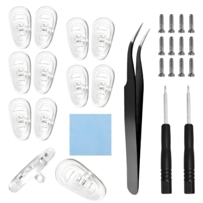 Image of HiCycle2 6 Pairs set Eyeglasses Nose Pads, Upgraded Soft Silicone Pads Tear Drop A Shaped Screw In Eyeglass Pads(Scerw in,13 * 7mm)