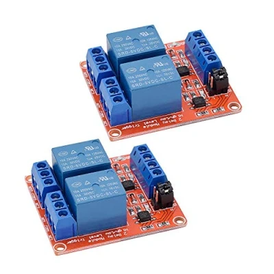 Image of [2 Pack] DC 5V Relay Module 2 Channel Switch with Optocoupler Isolation High/Low Level Trigger