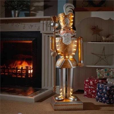 Image of Three Kings InLit Giant Nutcracker, Gold &amp; White