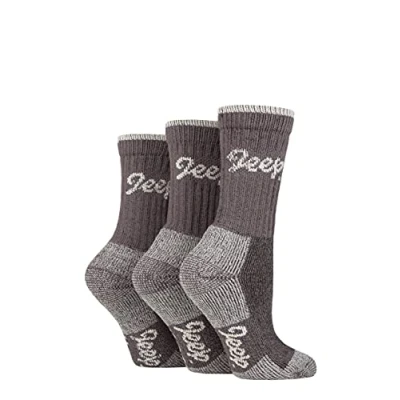 Image of Women&#039;s 3 Pair Jeep Luxury Terrain Boot Socks Slate / Cream 4 8 Ladies