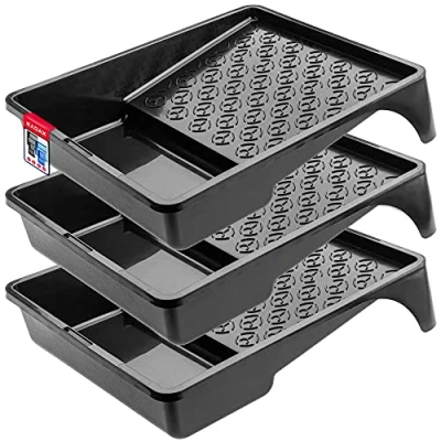 Image of KADAX Paint Tray 25.5 x 33 cm, Plastic Roller for Painting Walls and Decorating, Accessories Room Renovation (Black, Set of 3)
