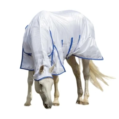 Image of Shires Highlander Plus Fly Horse Rug Sheet Full Neck Combo in White 5&#039;9&quot; / 69&quot;,