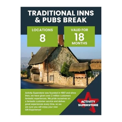 Image of Activity Superstore Traditional Inns &amp; Pubs Break for Two Gift Experience Voucher, Available at 10+ UK Locations, 18 month Validity, Days, Couples Gifts, Retirement Gifts