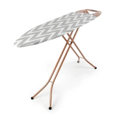 Image of Beldray LA031596ROSEFEU7 Ironing Board Folding Collapsible Table, Adjustable Iron Rest, 7 Height Options, Thick Underlay for Smooth Press, Heat Reflective Cover, Hanger Slots, 122 x 38 cm