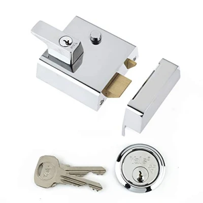 Image of Yale P 1 CH 60 Double Locking Nightlatch 60mm Chrome Finish High Security Can Be Locked From Inside With Key