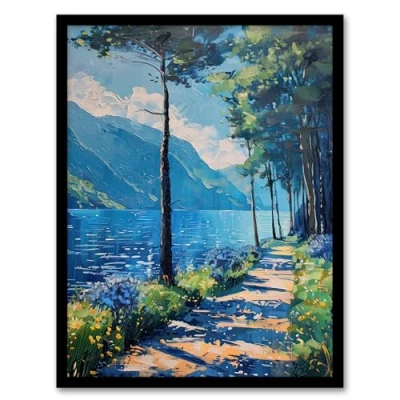 Image of Artery8 Lake District Acrylic Landscape Summer England Living Room Artwork Framed Wall Art Print 18X24 Inch