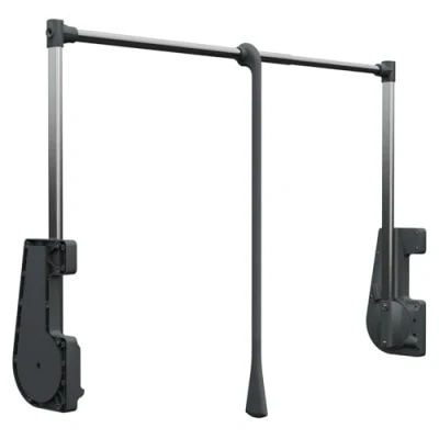 Image of Pull Down Hanging Rail For Wardrobe, 15KG Capacity, Soft Close, Adjustable 750mm 1150mm (Anthracite)