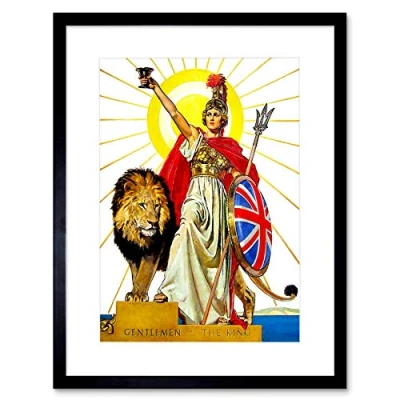 Image of Wee Blue Coo ILLUSTRATION BRITISH LION BRITANNIA NEW BLACK FRAMED ART PRINT B12X10715