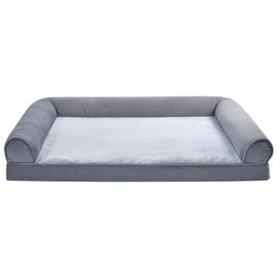 Image of Amazon Basics Foam Living Room Couch Dog Pet Bed with Removable Cover, Grey, 112 x 89 20 cm (L W H)